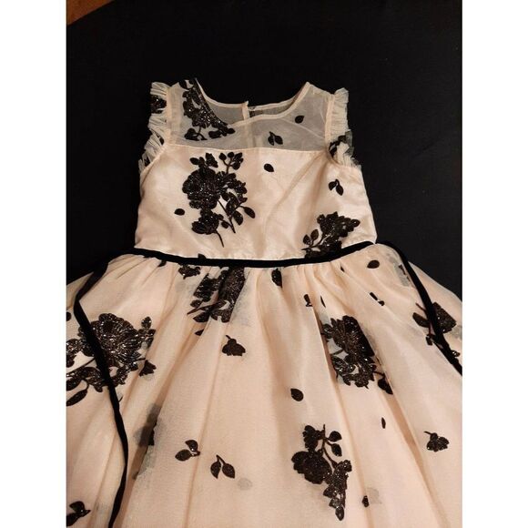 New Girl 6X Zunie Blush Glitter Black Floral Sleeveless Flower Girl Easter Dress - Picture 2 of 5